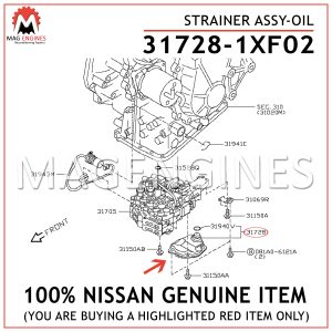 31728-1XF02 NISSAN GENUINE STRAINER ASSY-OIL 317281XF02
