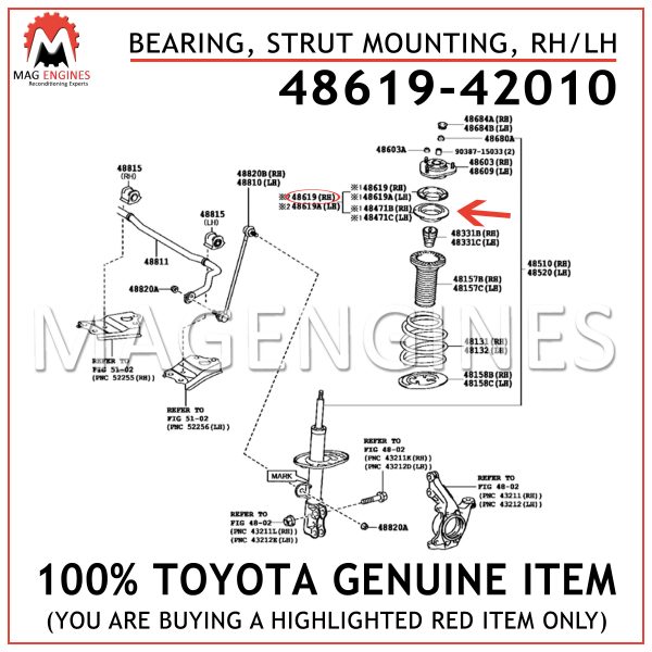 RH/LH 48619-42010 4861942010 Genuine Toyota BEARING STRUT MOUNTING