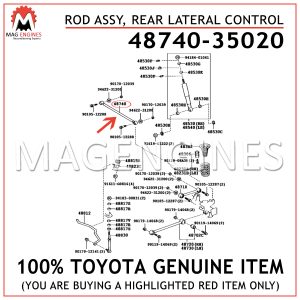 48740-35020 TOYOTA GENUINE ROD ASSY, REAR LATERAL CONTROL 4874035020