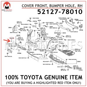 52127-78010 TOYOTA GENUINE COVER FRONT, BUMPER HOLE, RH 5212778010