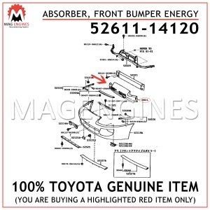 52611-14120 TOYOTA GENUINE ABSORBER, FRONT BUMPER ENERGY 5261114120