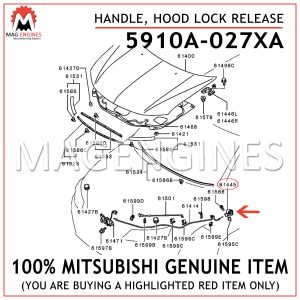 5910A-027XA MITSUBISHI GENUINE HANDLE, HOOD LOCK RELEASE 5910A027XA