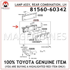81560-60342 TOYOTA GENUINE LAMP ASSY, REAR COMBINATION, LH 8156060342