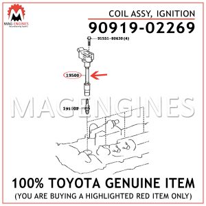 90919-02269 TOYOTA GENUINE COIL ASSY, IGNITION 9091902269