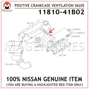 11810-41B02 NISSAN GENUINE POSITIVE CRANKCASE VENTILATION VALVE 1181041B02