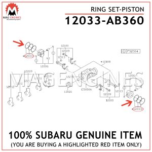 12033-AB360 SUBARU GENUINE RING SET-PISTON 12033AB360