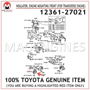 12361-27021 TOYOTA GENUINE INSULATOR, ENGINE MOUNTING FRONT (FOR TRANSVERSE ENGINE) 1236127021