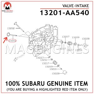 13201-AA540 SUBARU GENUINE VALVE-INTAKE 13201AA540