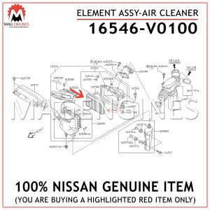 16546-V0100 NISSAN GENUINE ELEMENT ASSY-AIR CLEANER 16546V0100