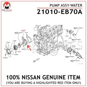 21010-EB70A NISSAN GENUINE PUMP ASSY-WATER 21010EB70A