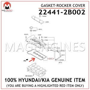 22441-2B002 HYUNDAIKIA GENUINE GASKET-ROCKER COVER 224412B002