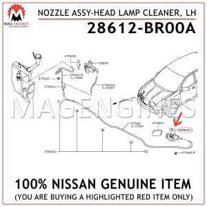 28612-BR00A NISSAN GENUINE NOZZLE ASSY-HEAD LAMP CLEANER, LH 28612BR00A