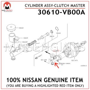 30610-VB00A NISSAN GENUINE CYLINDER ASSY-CLUTCH MASTER 30610VB00A