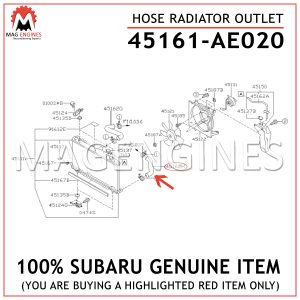 45161-AE020 SUBARU GENUINE HOSE RADIATOR OUTLET 45161AE020