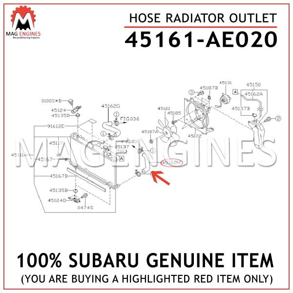 45161-AE020 SUBARU GENUINE HOSE RADIATOR OUTLET 45161AE020