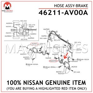 46211-AV00A NISSAN GENUINE HOSE ASSY-BRAKE 46211AV00A