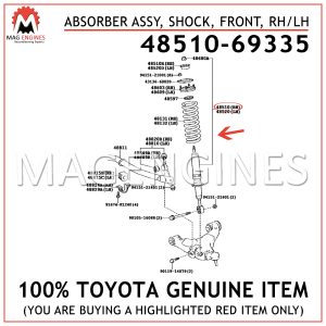 48510-69335 TOYOTA GENUINE ABSORBER ASSY, SHOCK, FRONT, RHLH 4851069335
