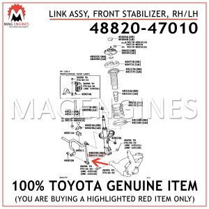 48820-47010 TOYOTA GENUINE LINK ASSY, FRONT STABILIZER, RHLH 4882047010