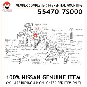 55470-7S000 NISSAN GENUINE MEMBER COMPLETE-DIFFERENTIAL MOUNTING 554707S000