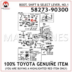 58273-90300 TOYOTA GENUINE BOOT, SHIFT & SELECT LEVER, NO.1 5827390300