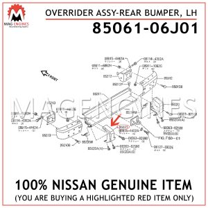 85061-06J01 NISSAN GENUINE OVERRIDER ASSY-REAR BUMPER, LH 8506106J01