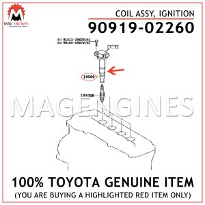 90919-02260 TOYOTA GENUINE COIL ASSY, IGNITION 9091902260