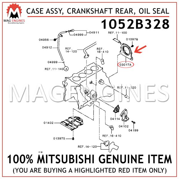 1052B328 MITSUBISHI GENUINE CASE ASSY, CRANKSHAFT REAR, OIL SEAL