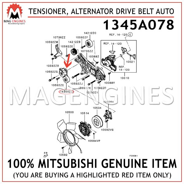 1345A078 MITSUBISHI GENUINE TENSIONER, ALTERNATOR DRIVE BELT AUTO
