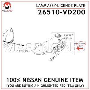 26510-VD200 NISSAN GENUINE LAMP ASSY-LICENCE PLATE 26510VD200