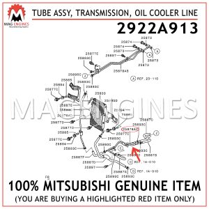 2922A913 MITSUBISHI GENUINE TUBE ASSY, TRANSMISSION, OIL COOLER LINE