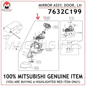 7632C199 MITSUBISHI GENUINE MIRROR ASSY, DOOR, LH