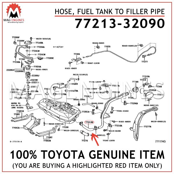77213-32090 TOYOTA GENUINE HOSE, FUEL TANK TO FILLER PIPE 7721332090