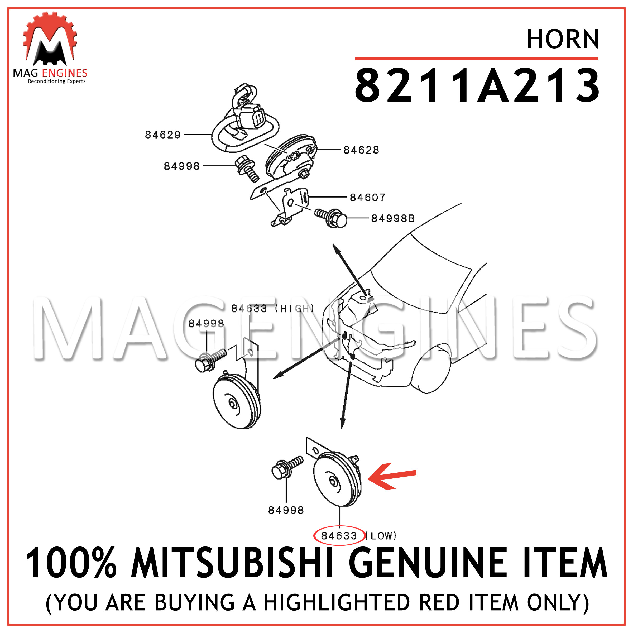Genuine OEM Mitsubishi 8211A213 HORN 