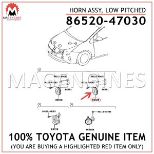 86520-47030 TOYOTA GENUINE HORN ASSY, LOW PITCHED 8652047030