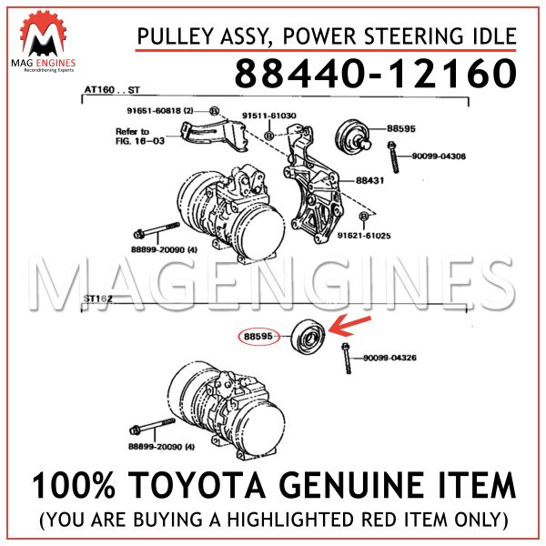88440-12160 TOYOTA GENUINE PULLEY ASSY, POWER STEERING IDLE 8844012160
