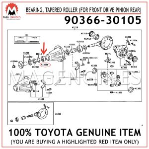90366-30105 TOYOTA GENUINE BEARING, TAPERED ROLLER (FOR FRONT DRIVE PINION REAR) 9036630105
