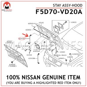 F5D70-VD20A NISSAN GENUINE STAY ASSY-HOOD F5D70VD20A