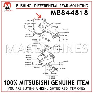 MB844818 MITSUBISHI GENUINE BUSHING, DIFFERENTIAL REAR MOUNTING