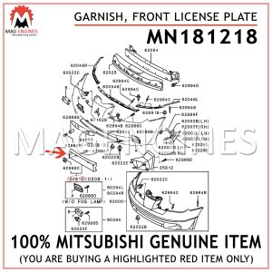 MN181218 MITSUSBISHI GENUINE GARNISH, FRONT LICENSE PLATE