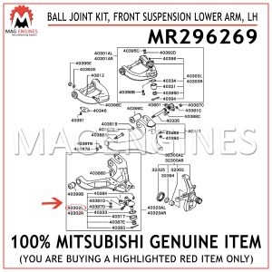 MR296269 MITSUBISHI GENUINE BALL JOINT KIT, FRONT SUSPENSION LOWER ARM, LH