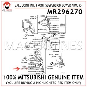 MR296270 MITSUBISHI GENUINE BALL JOINT KIT, FRONT SUSPENSION LOWER ARM, RH