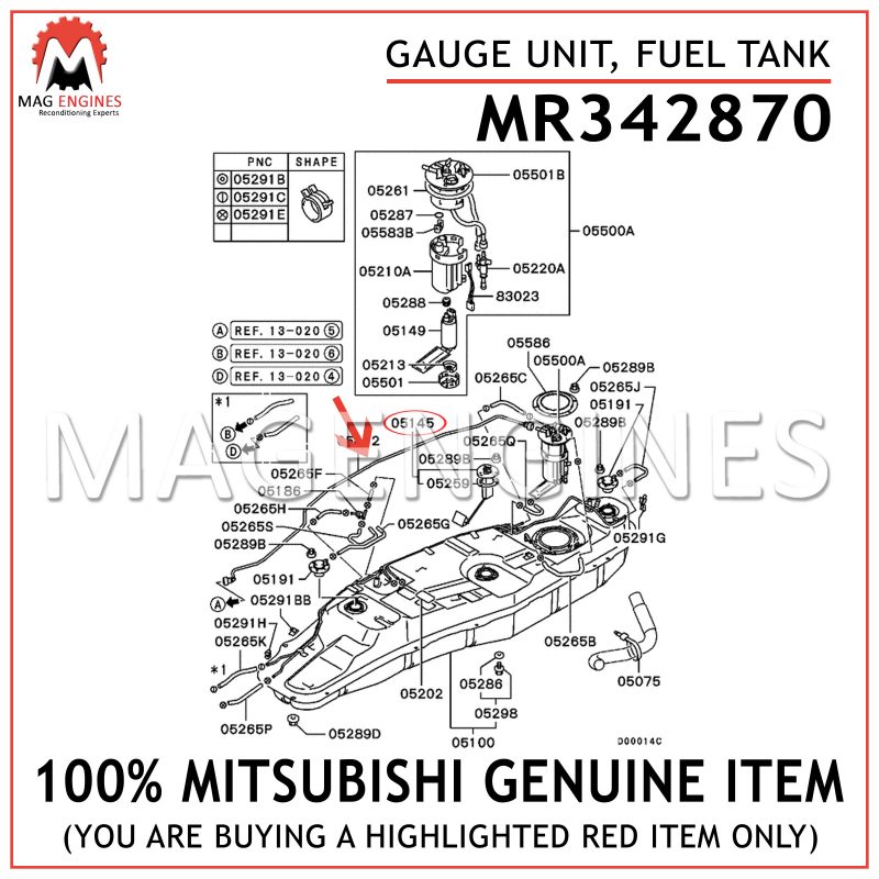 MR342870 Genuine Mitsubishi GAUGE UNIT,FUEL TANK
