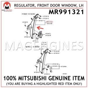 MR991321 MITSUBISHI GENUINE REGULATOR, FRONT DOOR WINDOW, LH
