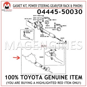 04445-50030 TOYOTA GENUINE GASKET KIT, POWER STEERING GEAR(FOR RACK & PINION) 0444550030