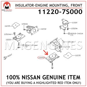 11220-7S000 NISSAN GENUINE INSULATOR-ENGINE MOUNTING, FRONT 112207S000