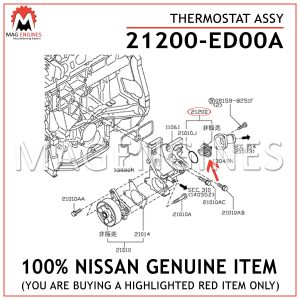 21200-ED00A NISSAN GENUINE THERMOSTAT ASSY 21200ED00A