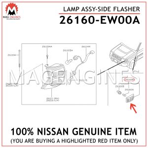 26160-EW00A NISSAN GENUINE LAMP ASSY-SIDE FLASHER 26160EW00A