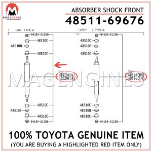 48511-69676 TOYOTA GENUINE ABSORBER SHOCK FRONT 4851169676