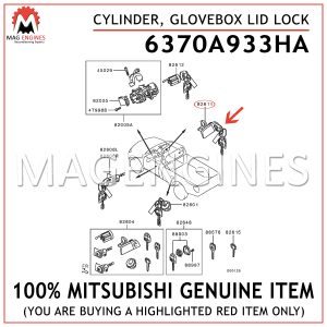 6370A933HA MITSUBISHI GENUINE CYLINDER, GLOVEBOX LID LOCK
