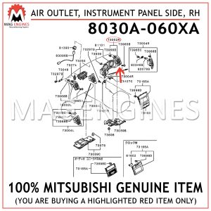 8030A-060XA MITSUBISHI GENUINE AIR OUTLET, INSTRUMENT PANEL SIDE, RH 8030A060XA